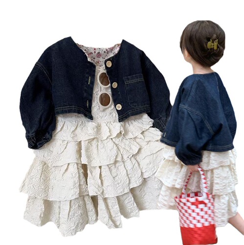 Korean children's clothing autumn new style children's fashionable suspender dress princess dress cake dress TM352