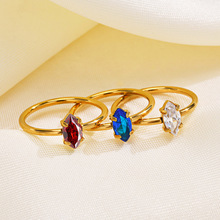 316不锈钢欧美爆款马眼锆石戒指镀金女指环时尚个性饰品戒指批发