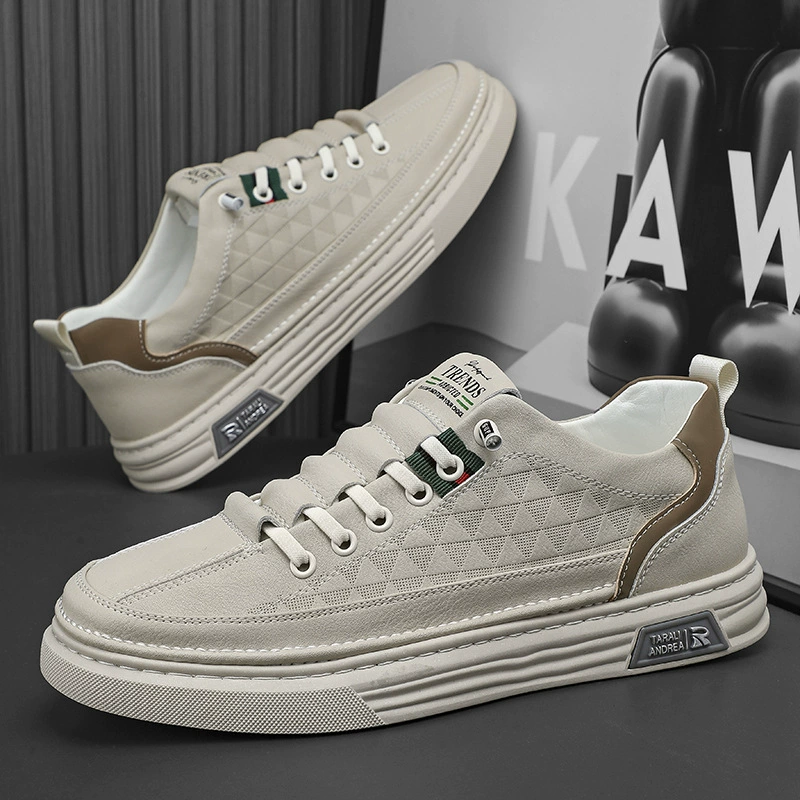 Мужская обувь весна 2025 новый дышащий один педаль мягкая подошва кожаные туфли маленькие белые туфли дикие туфли мужские плоские туфли мужские