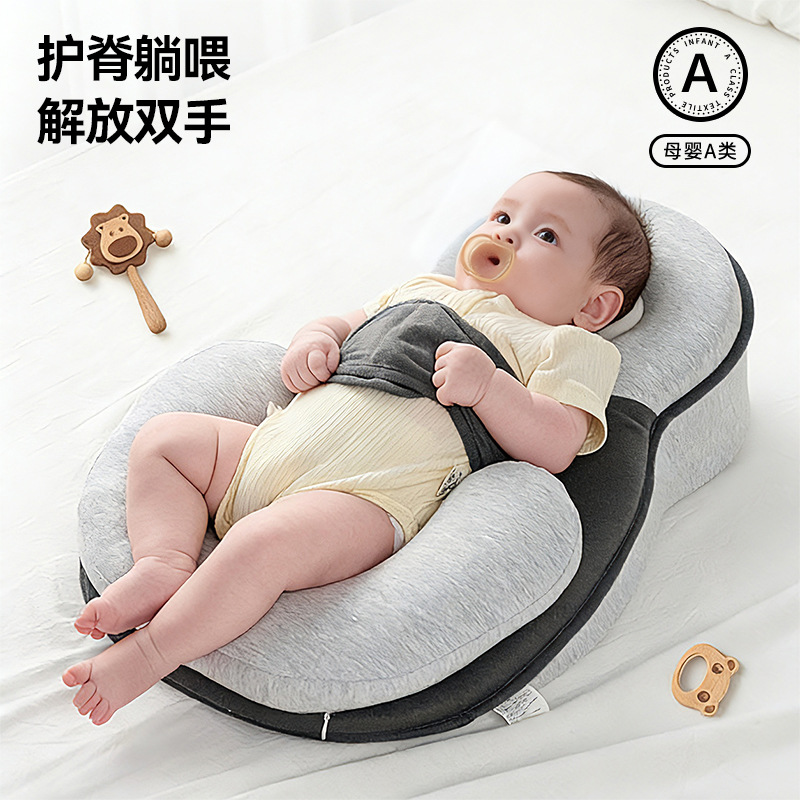 Premium Cotton Baby Anti-Spit-Up Slope Pad Newborn Anti-Choking Milk Overflow Pillow Bed-In-Bed Nursing Aid Side Sleeping