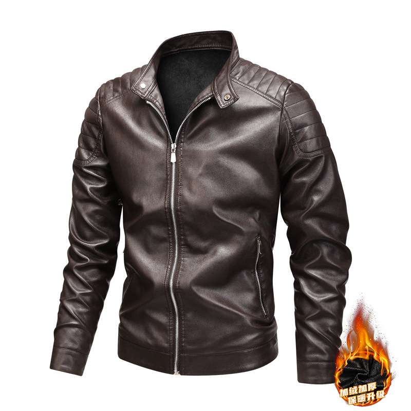 Transfronterizo chaqueta de cuero de hombre primavera y otoño nuevo abrigo coreano delgado y grueso chaqueta de cuello de pie de hombre chaqueta pu grande