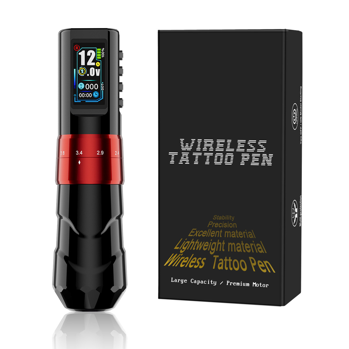Máquina de tatuaje con motor sin núcleo de carrera ajustable de 4.2 mm, kit de tatuaje con batería dual, bolígrafo de punteado con batería, juego completo.