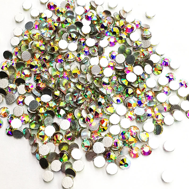 Color redondo taladro de fondo plano accesorios de ropa taladro de uñas accesorios taladro de vidrio DIY taladro de vidrio de color decoración manual