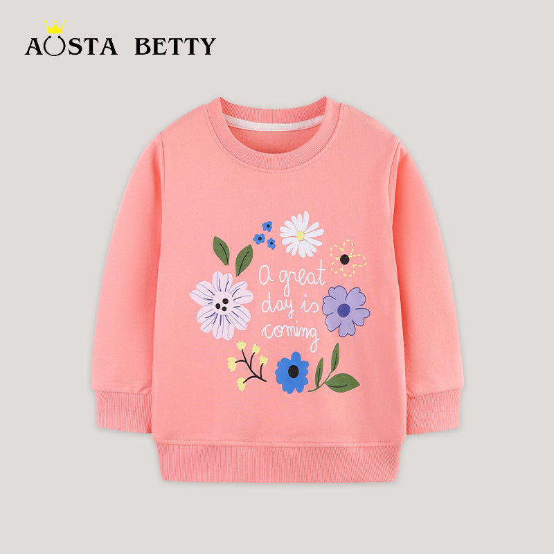 Sudadera para niña de algodón con flores jersey de otoño_voghion.com