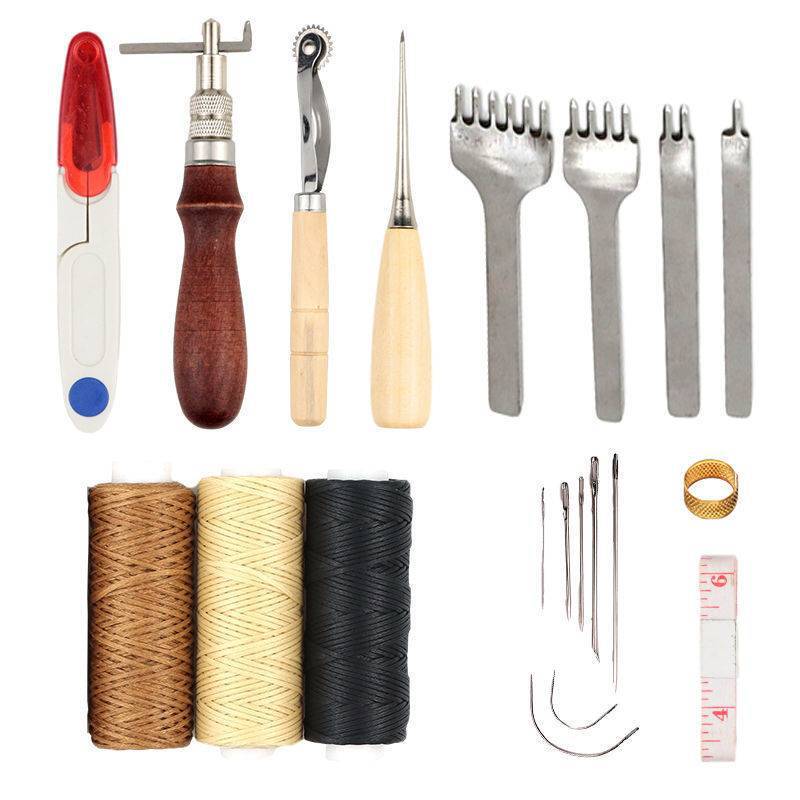 皮革裁縫DIY工具セット皮革手作り工具新米皮彫刻皮|undefined