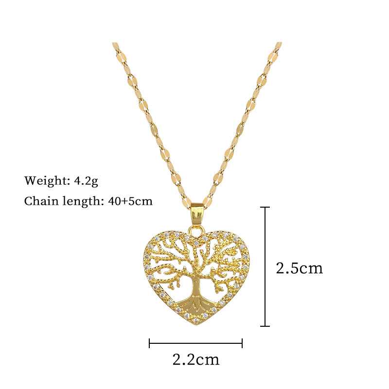 Gorgeous Tree Of Life Full Diamond Necklace Titanium Steel Chain_voghion.com