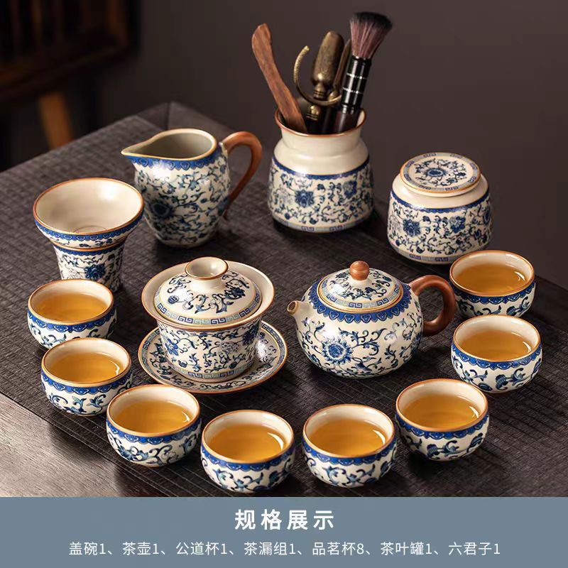 Alta calidad Nuevo 2024 nuevo arroz verde huangru horno kung fu conjunto de té doméstico ligero de lujo de alta calidad cerámica china tetera taza de té