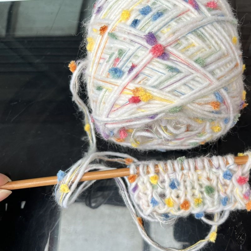 彩虹豆毛线手工送女友温暖冰岛菊花豆豆帽子包包围巾彩虹毛线