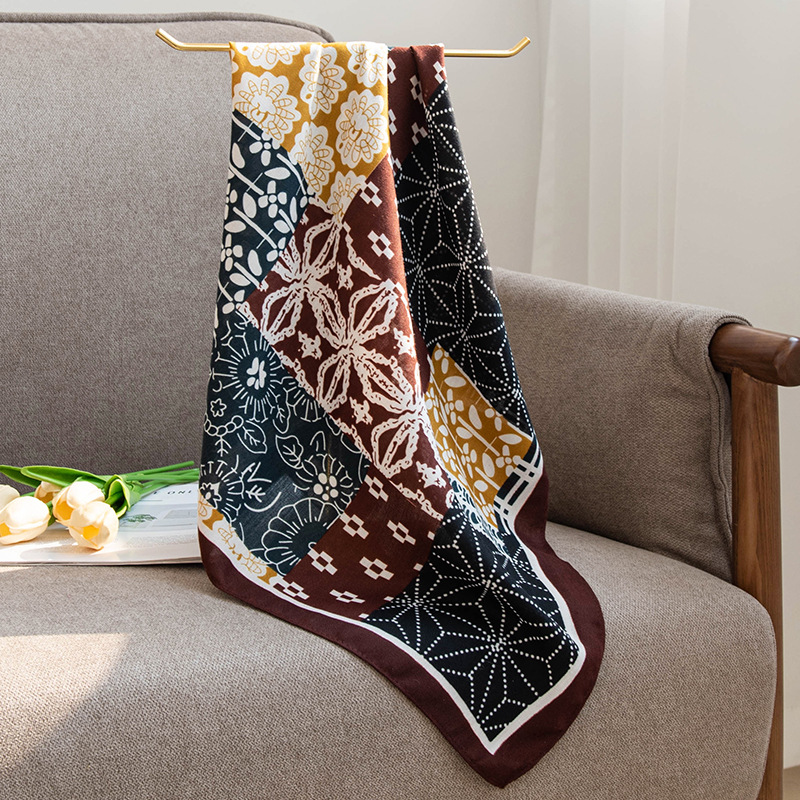 (2개) 70CM 모조 실크 스카프 스카프 크로스보더 프린팅 우아한 패션 하이엔드 감각 올매치 기질 출퇴근 실크 스카프