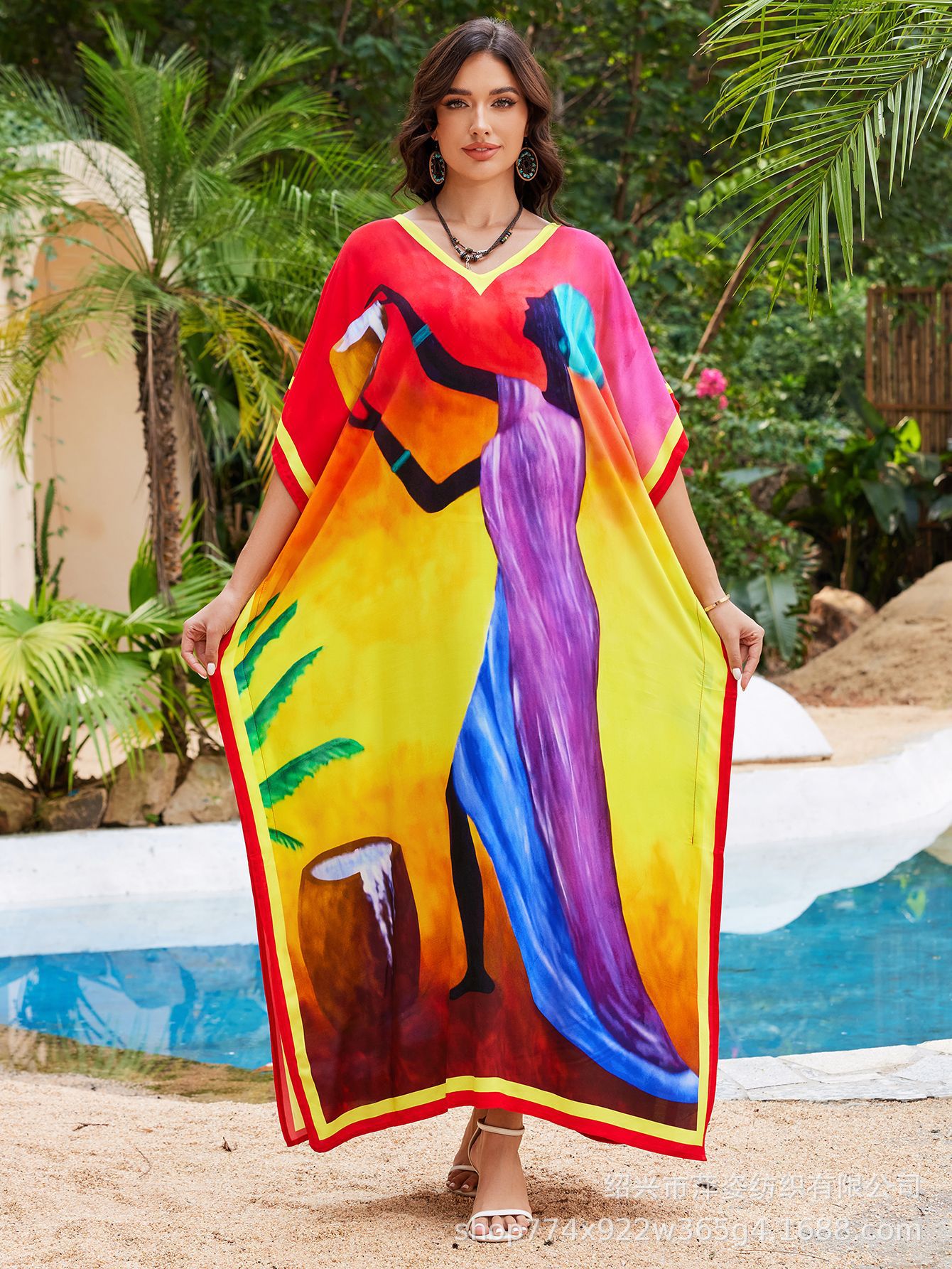 2025 nuevo algodón impresa camisa de playa vestido de vacaciones suelto bikini camisa trajes de baño mujeres AT612