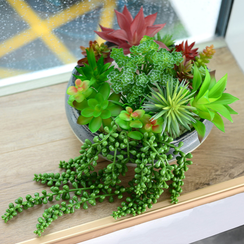 严选仿真多肉植物盆景植绒迷你假多肉配件插花绿植墙DIY装饰摆件|undefined