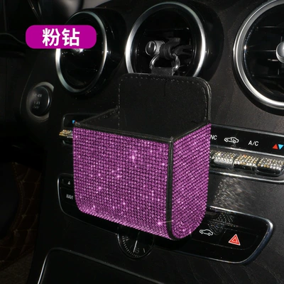 Car storage bag/box Box, Car Air-Conditioning Vent - full-diamond-storage-bag-pink-diamond