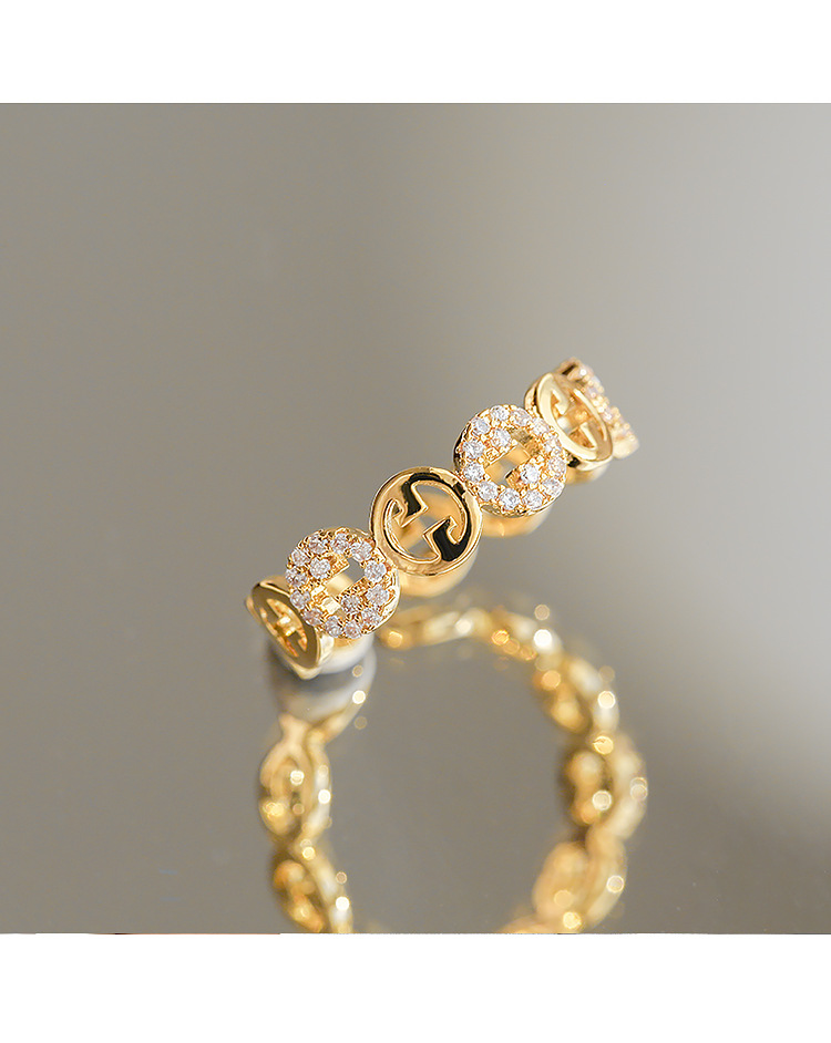 Metal Material Wholesale Jewelry Glam Geometric Metal Zircon Inlay Open Rings