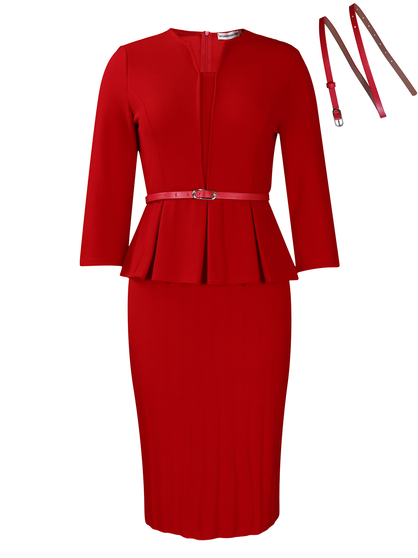 Women's V-Neck Ruffle High Waist Office Dress