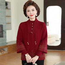 妈妈秋装套装中老年大码女装上衣服奶奶毛衣外套秋冬老太太两件套