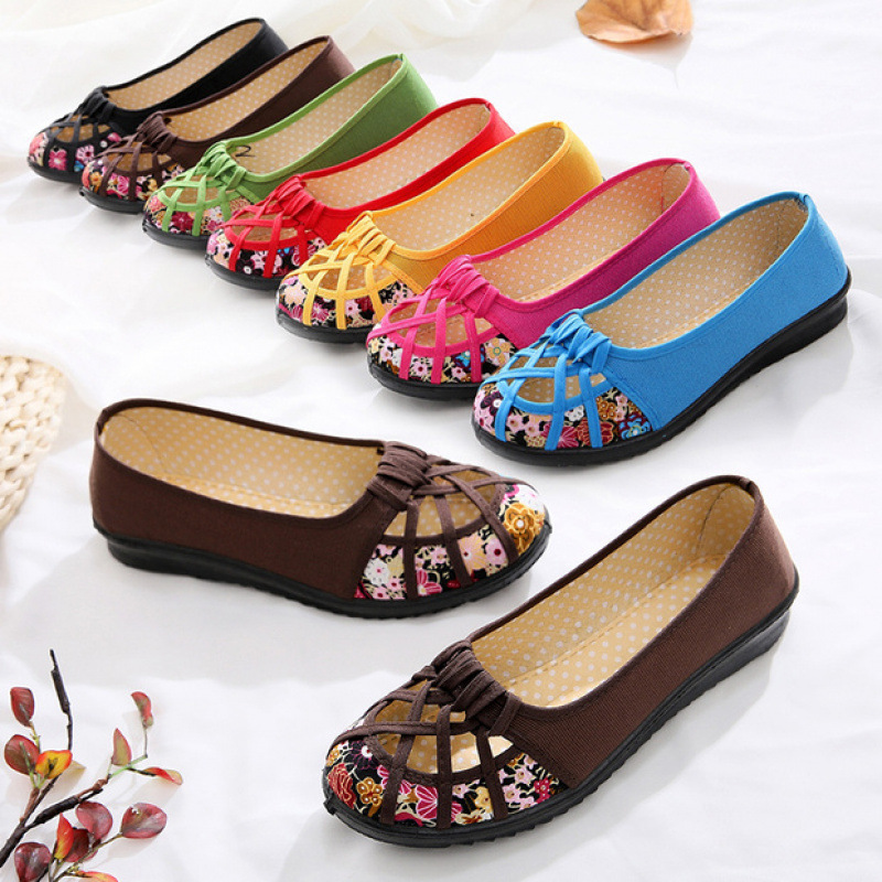 2024凉鞋女老北京布鞋女鞋子夏季女款平底妈妈鞋软底一脚蹬女网鞋