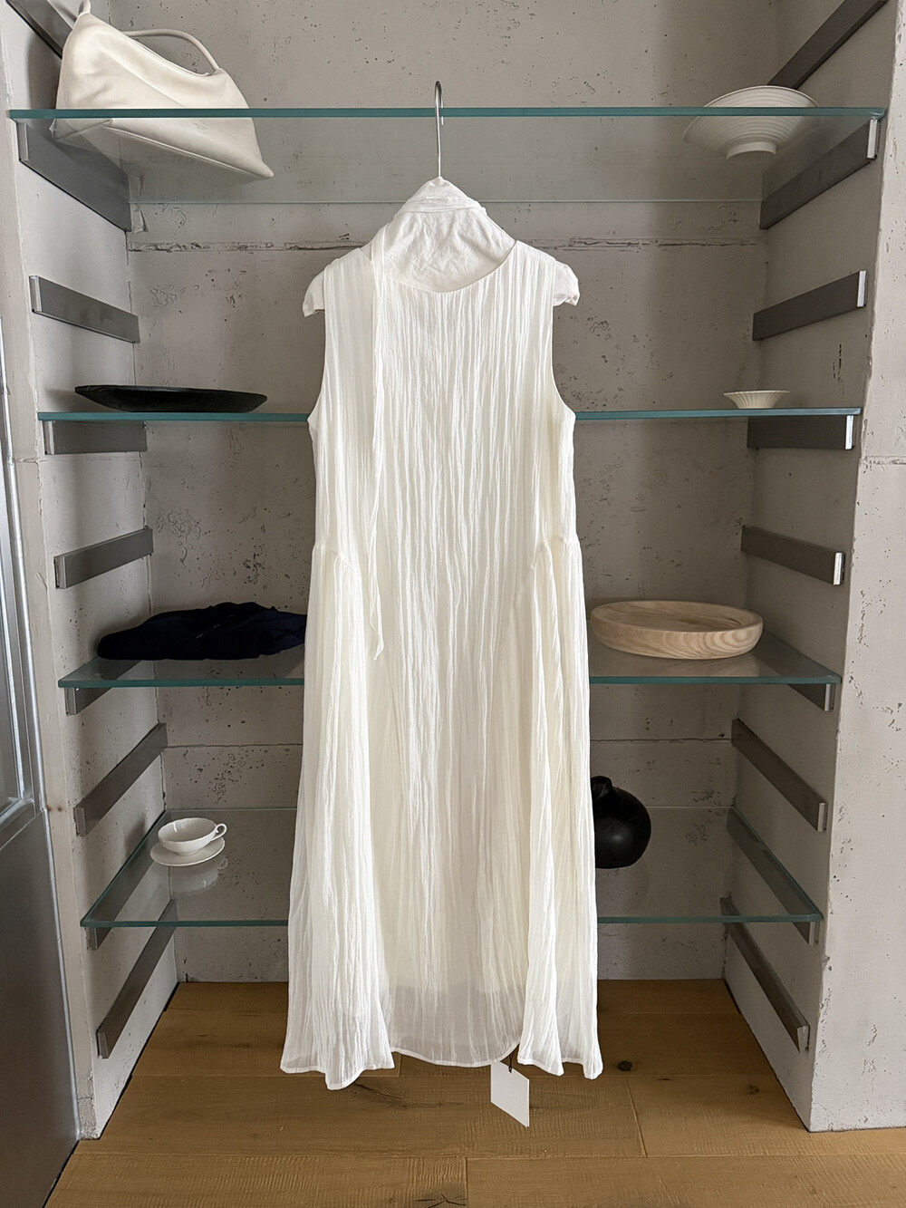 Đầm maxi nữ không tay chất liệu Tencel phong cách nghỉ dưỡng Hàn Quốc — trắng sữa, Bột cam, xanh lá cây chi tiết 20