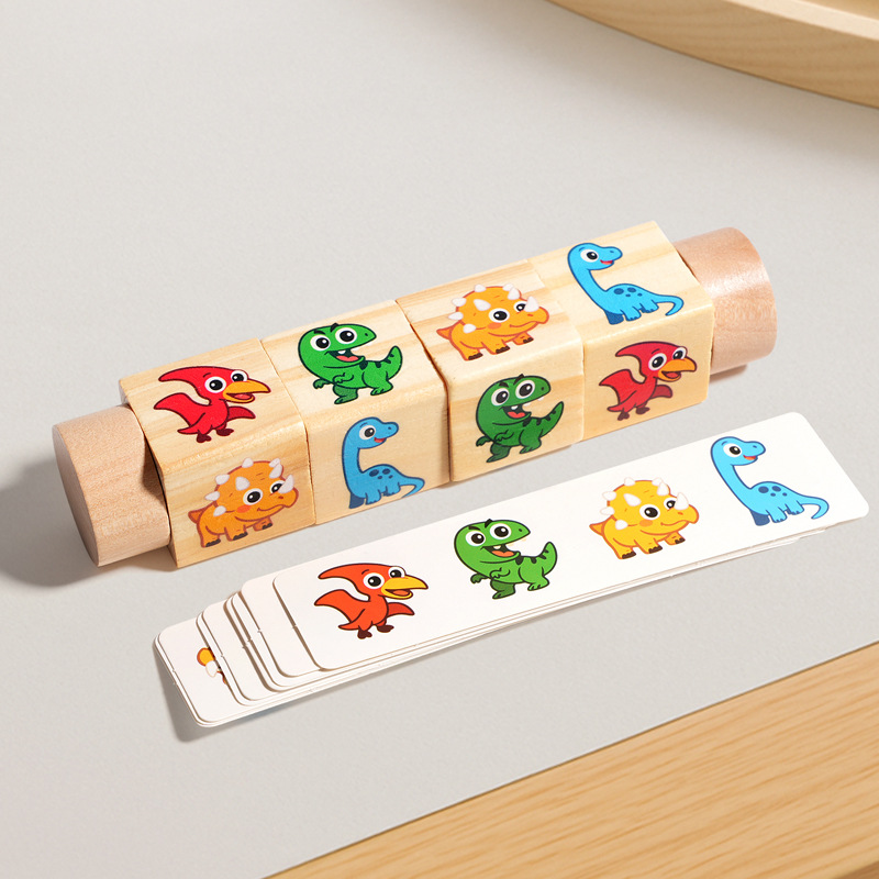 Puzzle de madera giratorio para niños Educación temprana Cognición Animal Puzzle Baby 3D Juguetes de mesa para padres e hijos