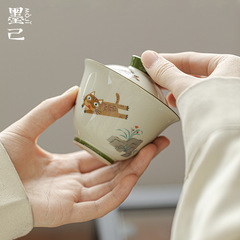 墨己盧清徳デザイナーのニャスターシリーズの秘青陶磁器蓋碗の工夫茶器の家庭用茶碗