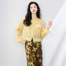 2506104-新中式高级感雅致真丝欧根纱上衣夏季新款时尚南油女外套