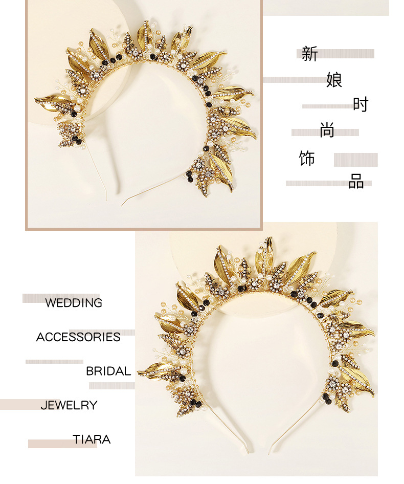 Baroque Crown Flowers Hand Erected Headband display picture 2