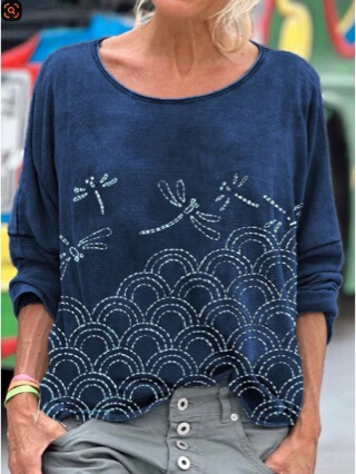 2023 Spring New Women's Digital Print Long Sleeve T-Shirt Pullover Round Neck Loose Casual Christmas Print T-Shirt 2023 Spring New Women's Digital Print Long Sleeve T-Shirt Pullover Round Neck Loose Casual Christmas Print T-Shirt