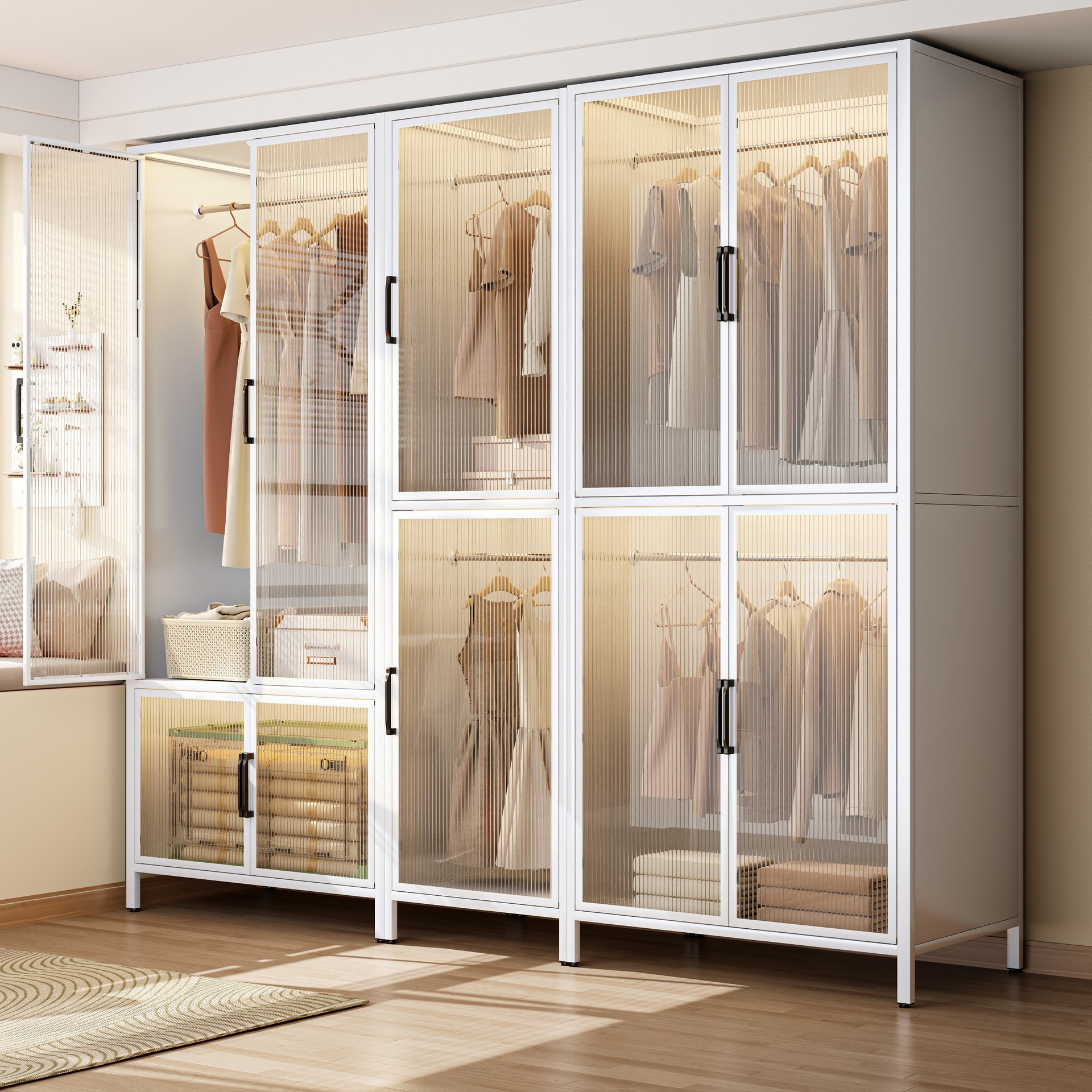 Simple Wardrobe Wrought Iron Thickened Cabinet Home Bedroom Storage Cabinet Rental Room Children's Room Wardrobe Cloakroom