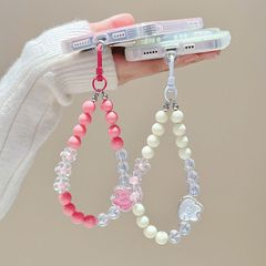工廠新款小清新款手機掛繩短款珠子掛繩帶夾片手機飾品批發