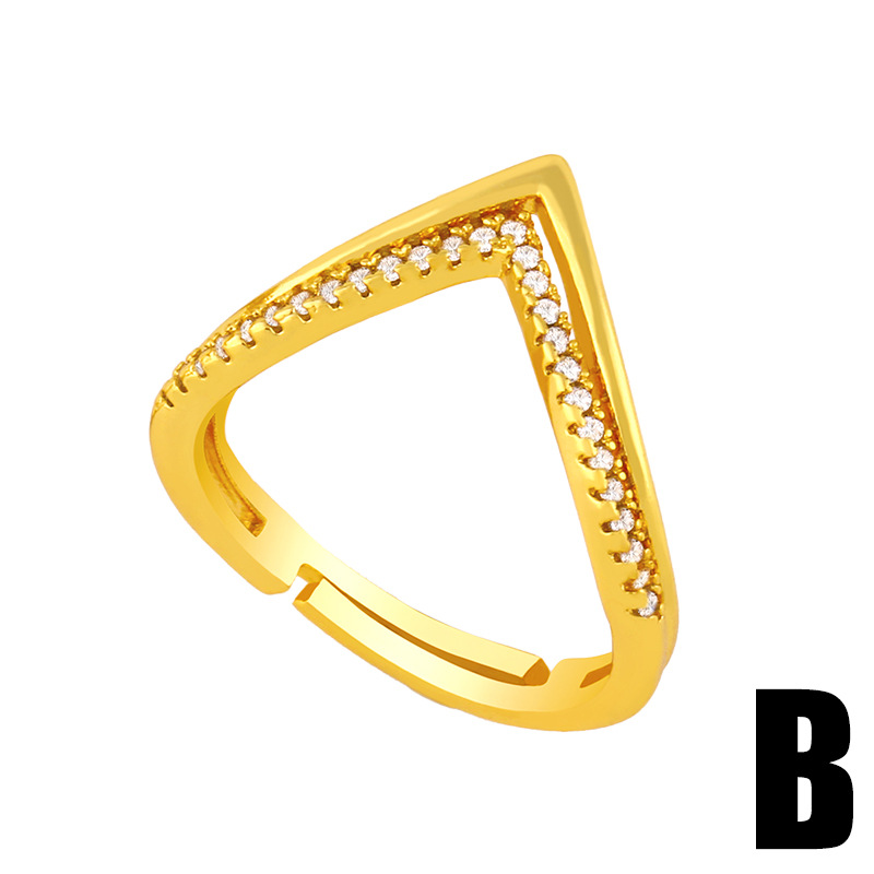 Fashion Geometric Copper Inlaid Zircon Rings Wholesale display picture 5