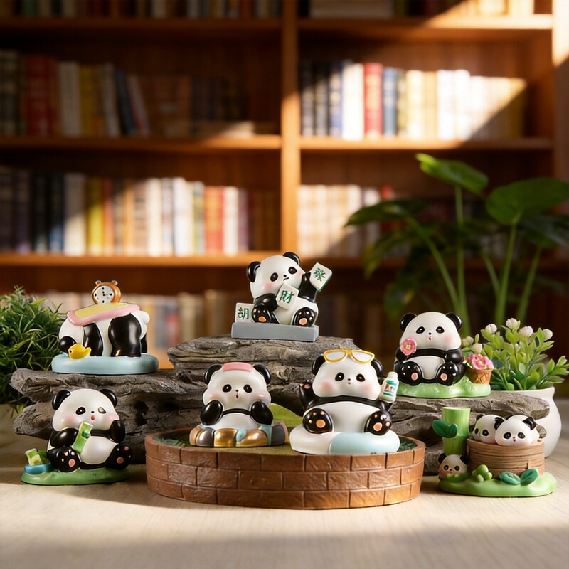 HuaHua Daily Blind Box Figurine Panda-themed Resin Ornament Cute Home Decoration HuaHua Daily Blind Box Figurine Panda-themed Resin Ornament Cute Home Decoration