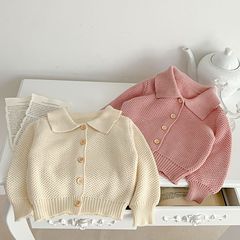 Instagram-worthy Autumn Baby Sweater for Girls: Stylish, Versatile Knitted Cotton Yarn Top with Cardigan Design and Petite Outerwear Style