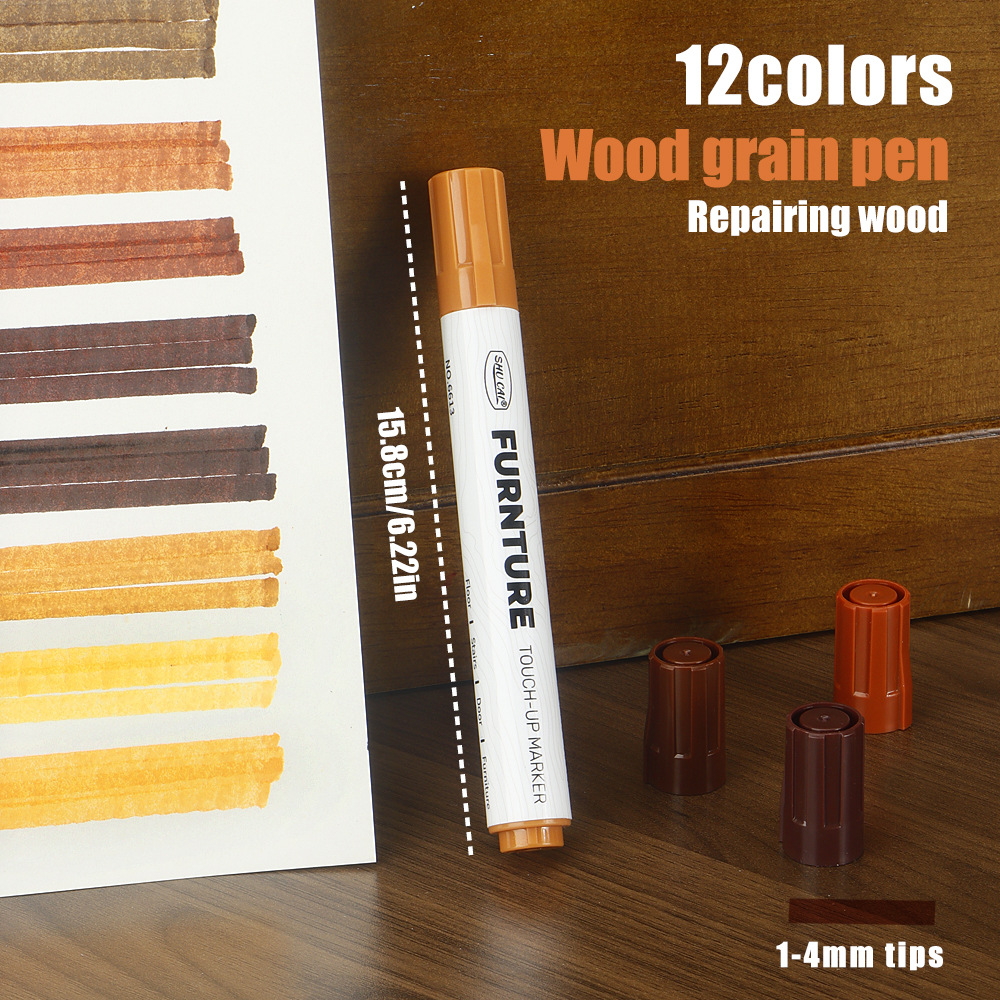 Muebles, vetas de madera, bolígrafos de retoque, arañazos, bordes blancos, reparación, reparación de bolígrafos de reparación de colores, reparación de madera, sofá de retoque de café