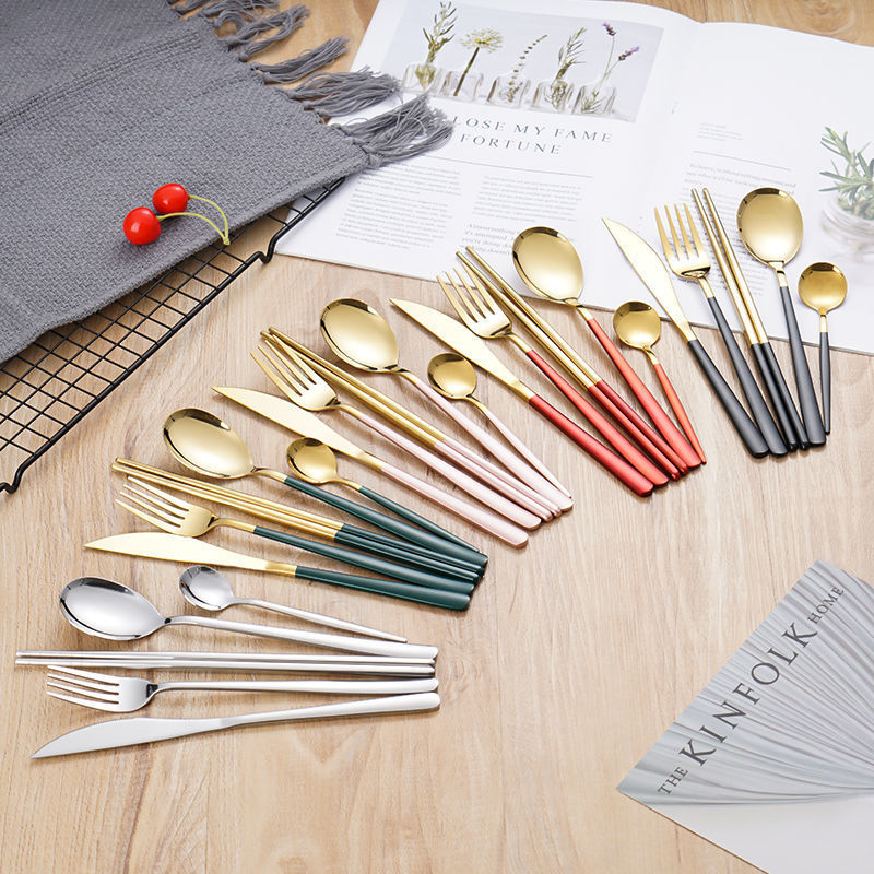 Northern Europe ins Cutlery steak Knife and fork Stainless steel Spoon chopsticks Household knife Fork spoon Three Dinnerware suit