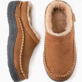 跨境棉拖秋冬季室内居家用防滑保暖加绒麂皮拖鞋冬季男款亚马逊