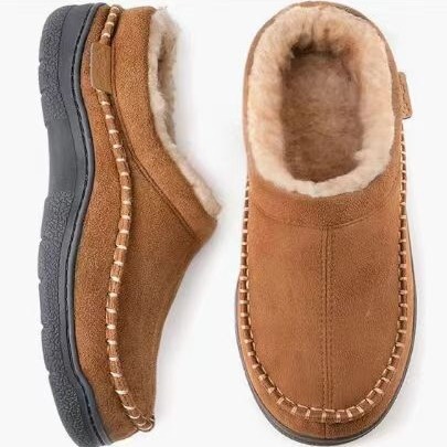 Cross-border cotton slippers autumn and winter indoor home non-slip thermal fleece-lined suede slippers winter men's Amazon