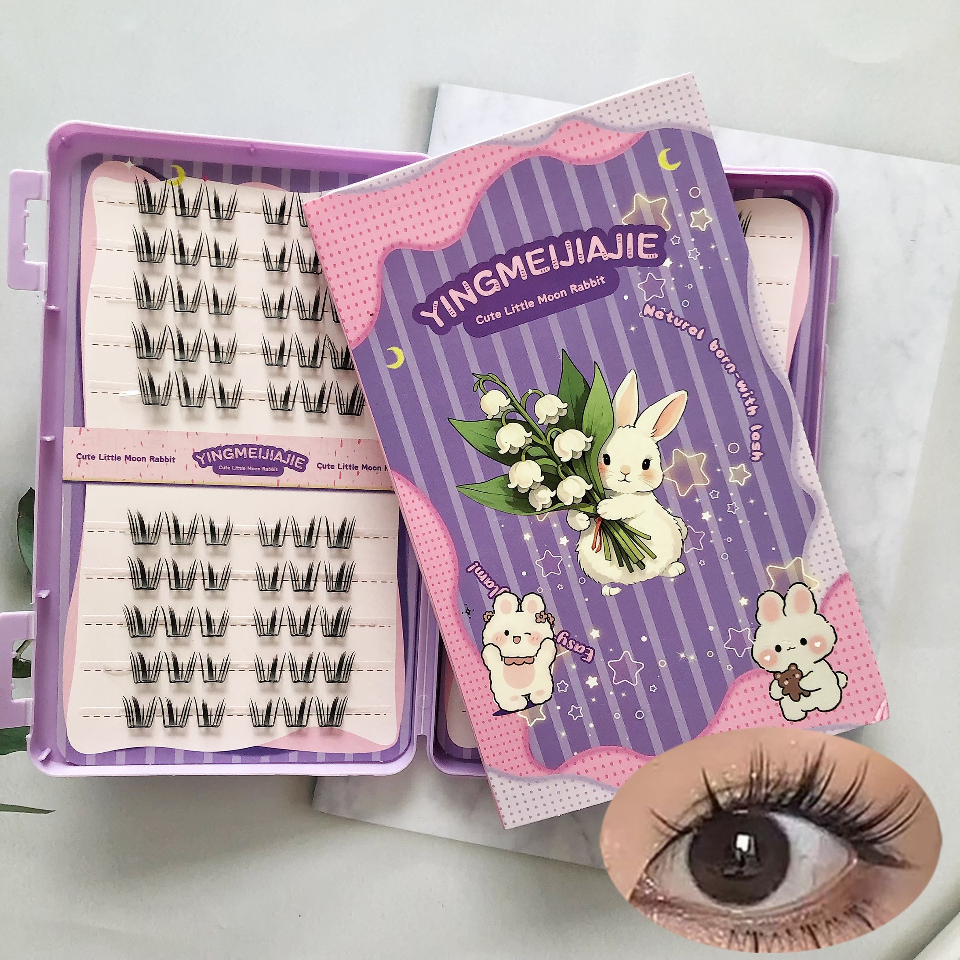 20 filas de paquete de caja de regalo de pestañas falsas transfronterizas, pestañas falsas densas, pestañas falsas sin pegamento.