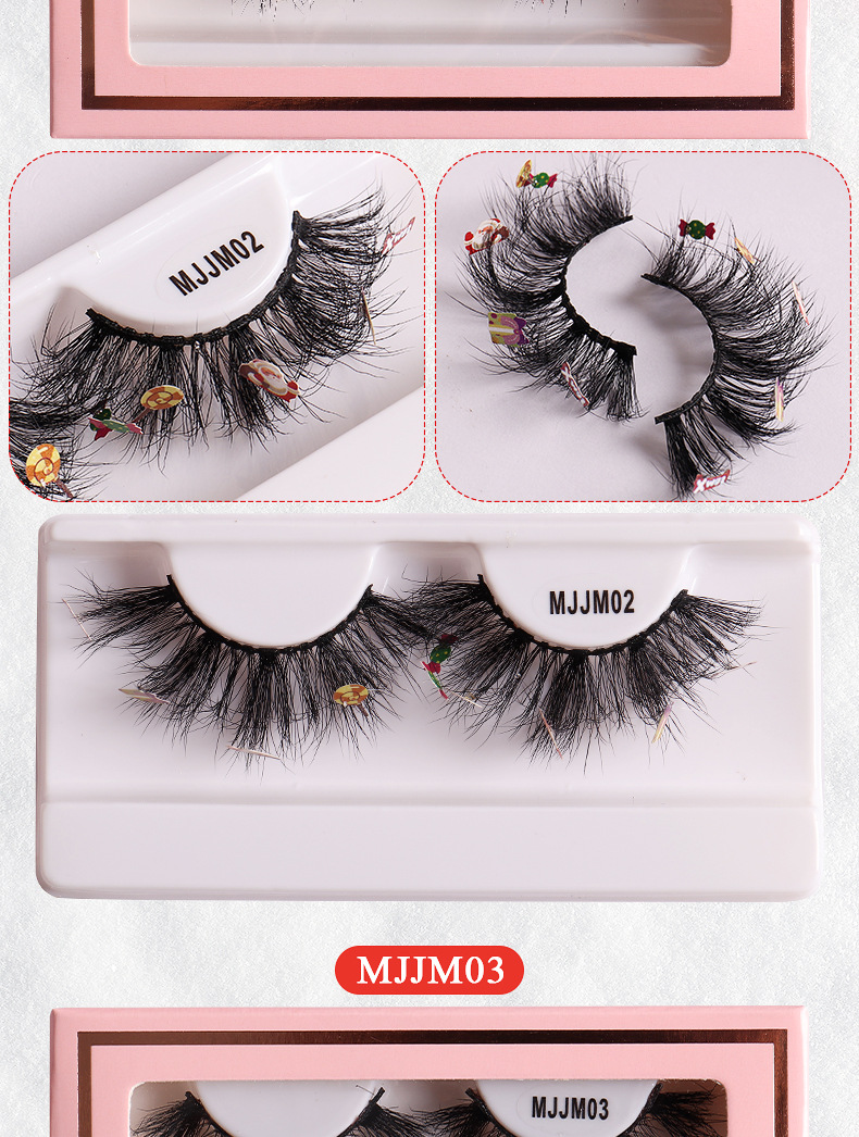 Christmas Mink Hair False Eyelashes Pink Box A Pair With Stickers display picture 3