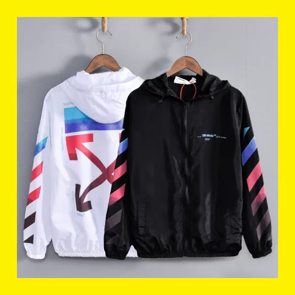 Off gradient arrow sun protection clothing for men and women couples ow fashion brand air conditioning shirt outdoor sports leisure hoodie light and light