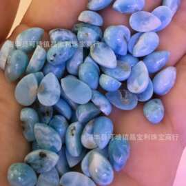 天然多米尼加海纹石水滴梨形戒面平底素面裸石图片品质微瑕疵批发