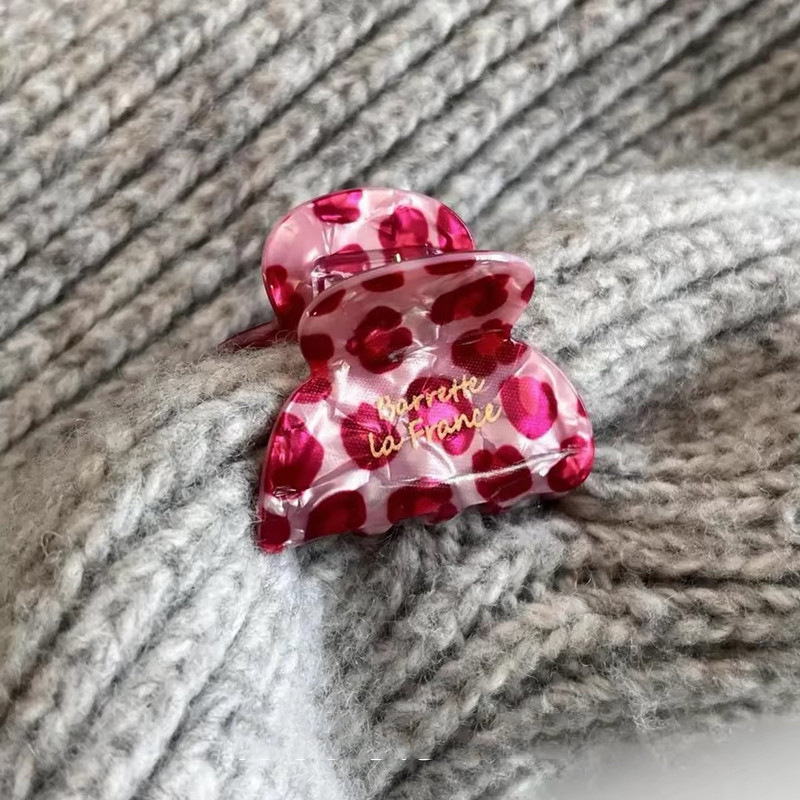 Korean-Style Pink Leopard Print Small Versatile Hair Clip, Simple and Elegant Shark Clip, French-Style Half-Tied Hair Accessory Korean-Style Pink Leopard Print Small Versatile Hair Clip, Simple and Elegant Shark Clip, French-Style Half-Tied Hair Accessory