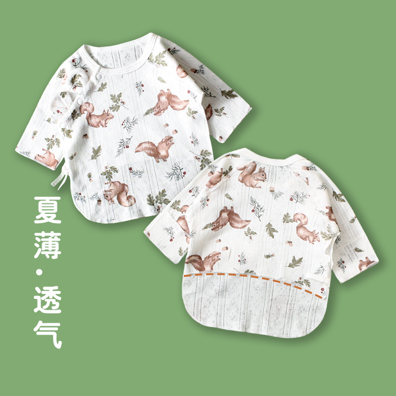 Ins Summer Monk's Robe Infant Half-Sleeve Top Pure Cotton Newborn Baby Onesie Single Piece Undershirt Boneless Breathable