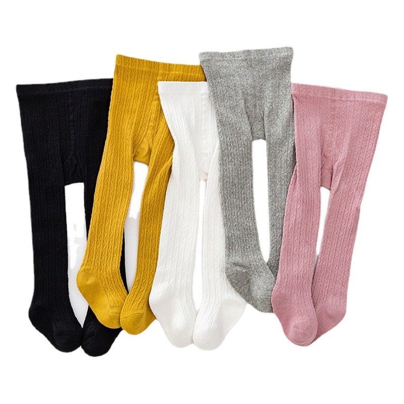 2025 primavera y verano nuevo estilo leggings para niñas estilo coreano color sólido patrón de cáñamo calcetines para niños pantimedias para bebés