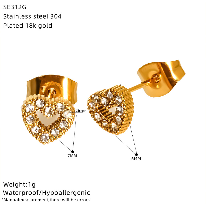 304 Stainless Steel Ear Needle Material 1 Pair IG Style Simple Style Geometric Star 304 Stainless Steel 18K Gold Plated Ear Studs