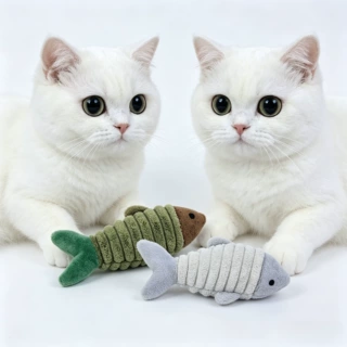 Y猫薄荷小鱼磨牙洁齿毛绒玩具啃咬解闷逗猫玩具一件代发