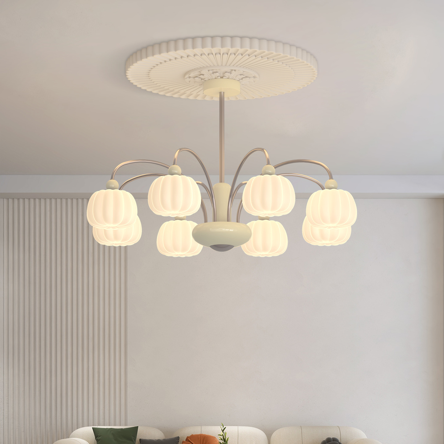 Lámpara de la sala de estar medieval calabaza retro color nuez alta sensación de la luz principal del pasillo estilo francés Zhongshan lámpara 453L