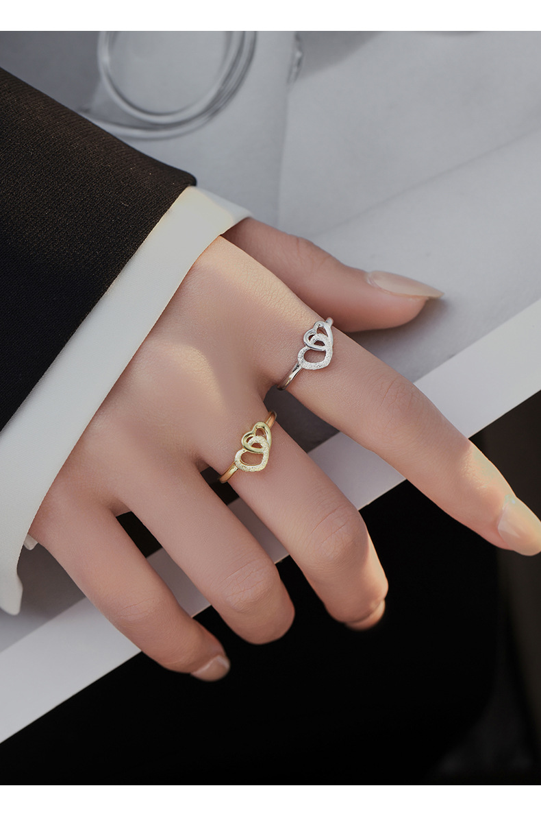 925 Sterling Silver Material 925 Sterling Silver Heart Shape Open Ring
