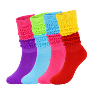Color matching bubble socks cross-border foreign trade men's and women's autumn and winter Japanese piled socks slouch socks contrast bubble socks