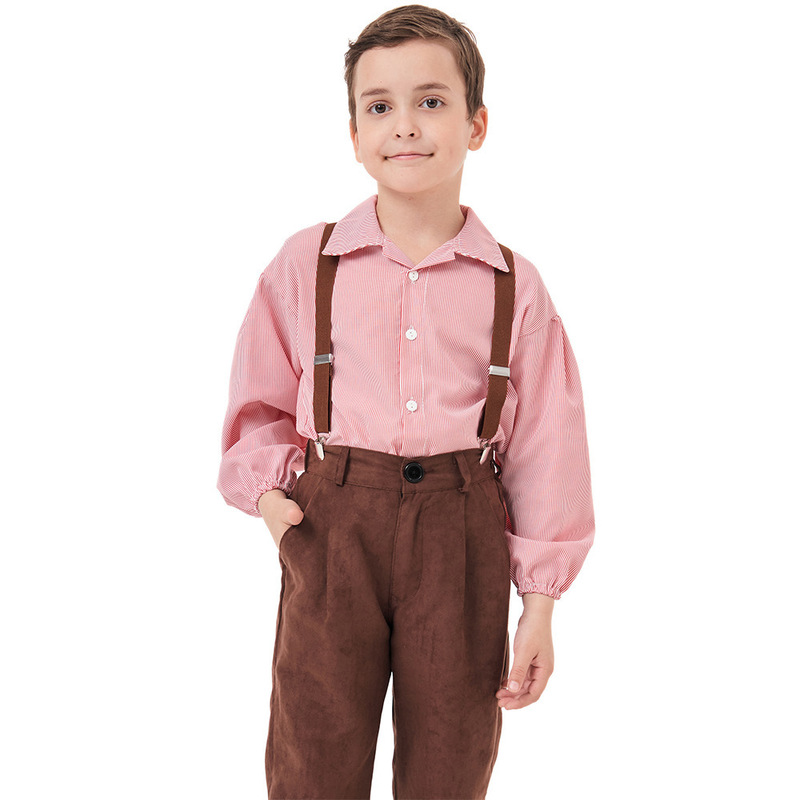 European and American Colonial Farm Boys' Clothing Amazon New Product Alpine Brown Overalls Set European and American Colonial Farm Boys' Clothing Amazon New Product Alpine Brown Overalls Set