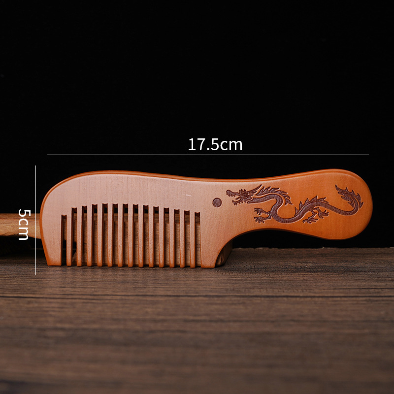 桃の木の櫛ロングハンドル細歯ストレートヘアコーム木製櫛ギフト桃の木の櫛ポータブル初年度ギフト木製櫛彫刻ロゴ輸出|undefined