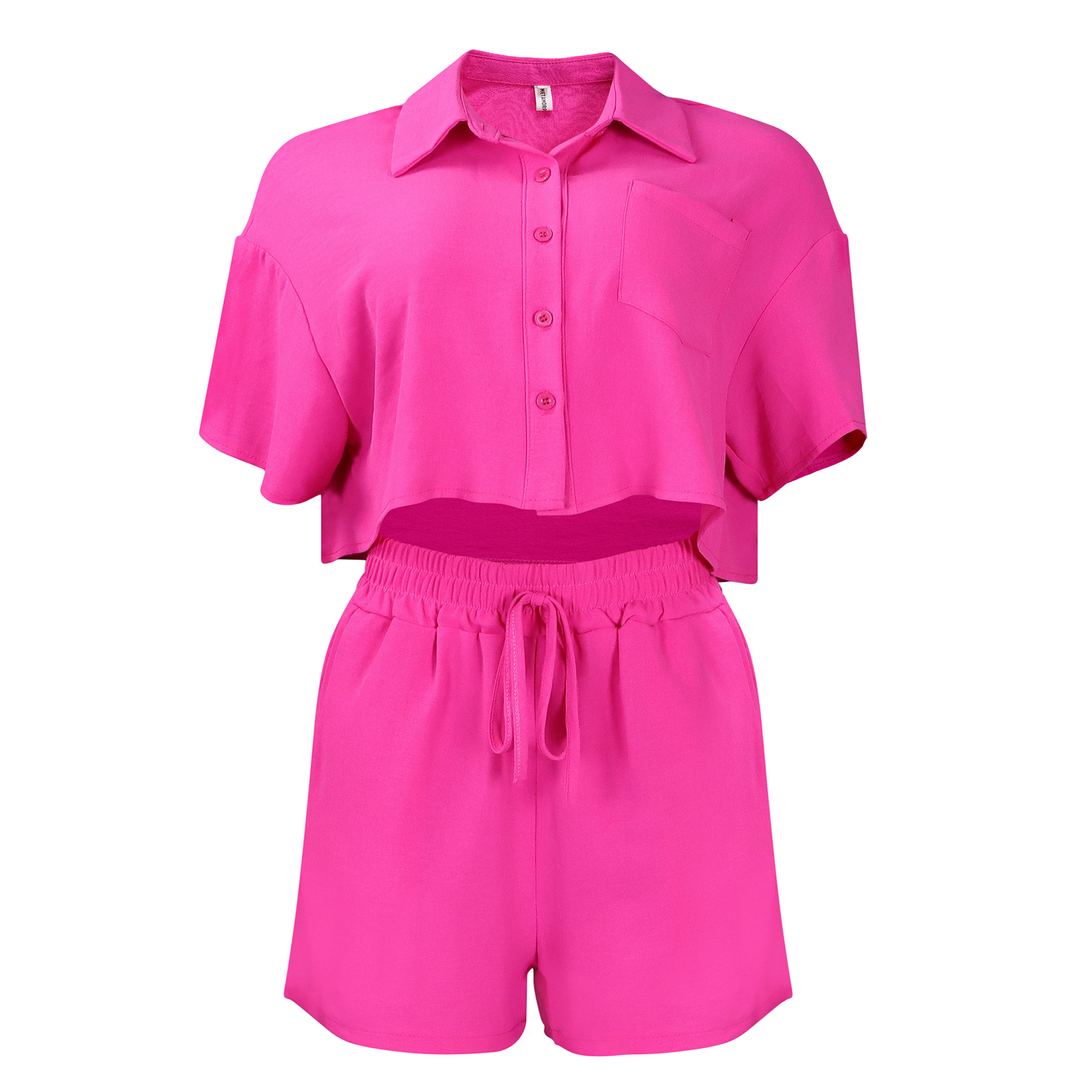 Women's Clothing summer new casual lapel short sleeved shirt shorts fashionable suit_mkmklike.com